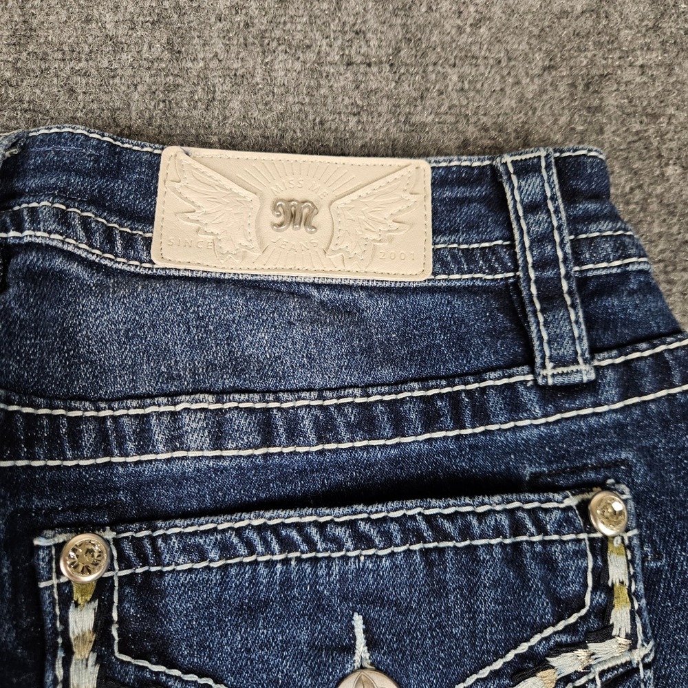 Miss Me Mid-Rise Bootcut Jeans 28x32 Dark Wash Embellished M3444B87MV NEW - Picture 8 of 11